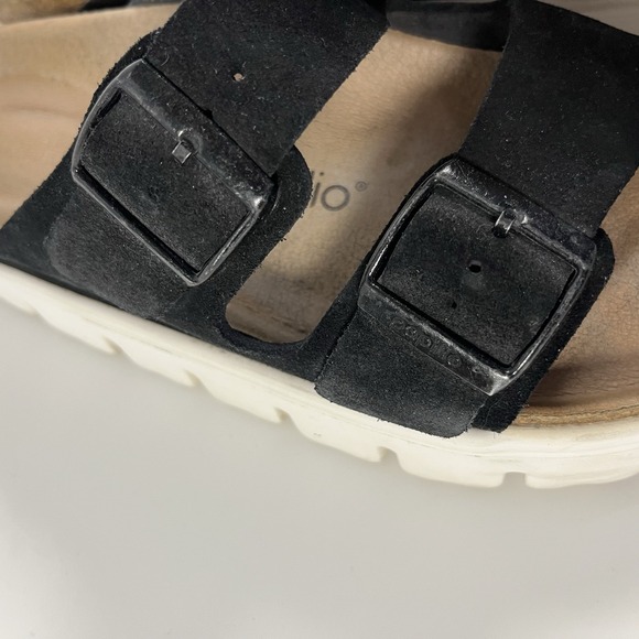 Arizona Platform Leather Chunky Suede Black Birkenstock Papillio Wedges Sz 40 - Picture 15 of 15